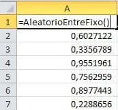 Função Aleatório Fixo