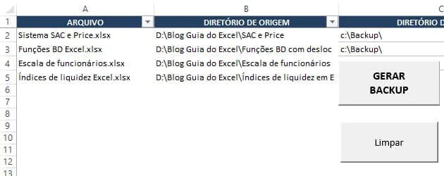 Backup automático de arquivos com Excel VBA