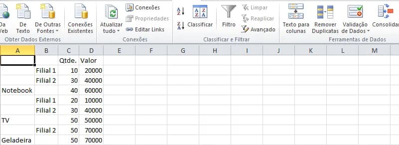 Consolidar Excel - Botão Consolidar