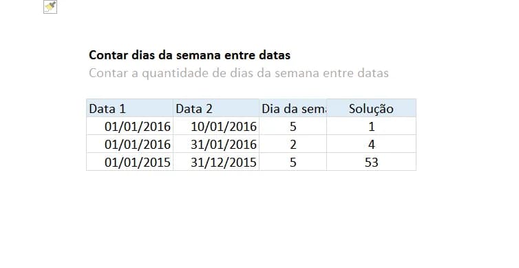Contar dias da semana entre duas datas Excel 3