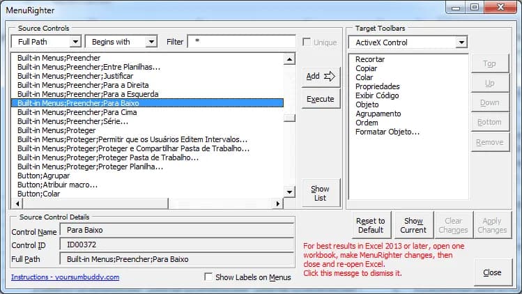 Customizar botão direito do mouse
