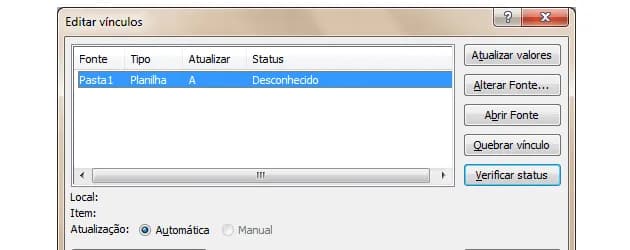 Editar links externos no Excel - Editar vínculos Excel