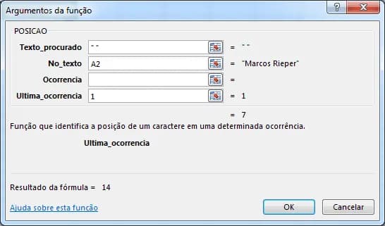 Função posicao excel vba função própria 2