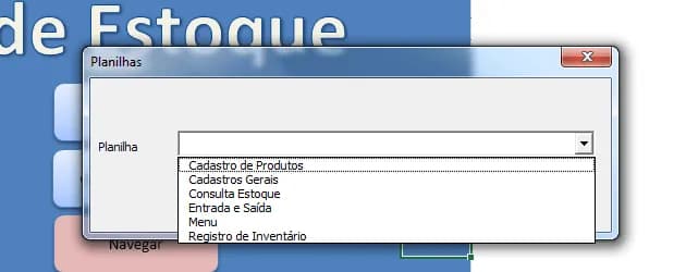 Formulário VBA Excel de navegação entre planilhas