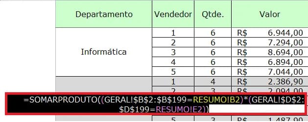 Contar e Somar Condicional utilizando Somarproduto Excel