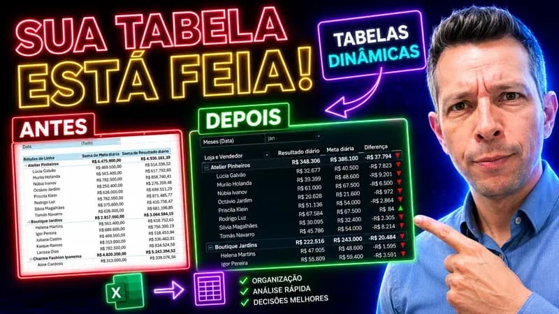 Como Fazer Tabela dinâmica bonita no Excel