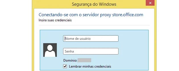 Conectando-se com o servidor proxy store.office.com - Excel 2013