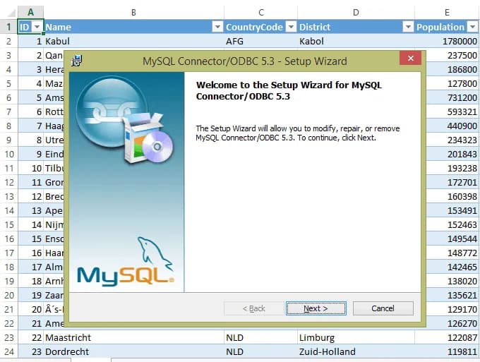 Conexão MySQL no Excel