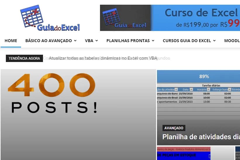 Novo layout Guia do Excel