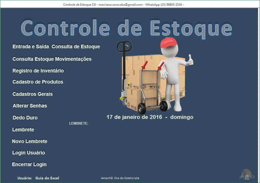 Planilha de controle de estoque Excel 3.0