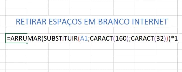 Remover espaços em branco Excel Internet