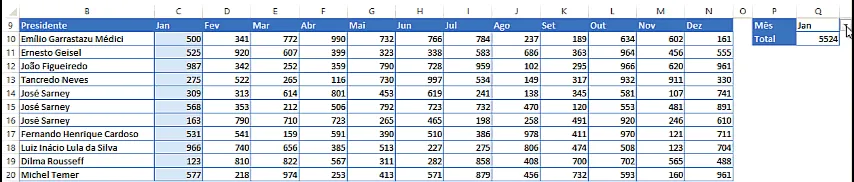 SOMA com DESLOC Excel