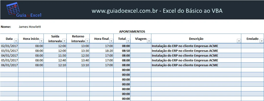 Apontamentos de horas de terceiros 2