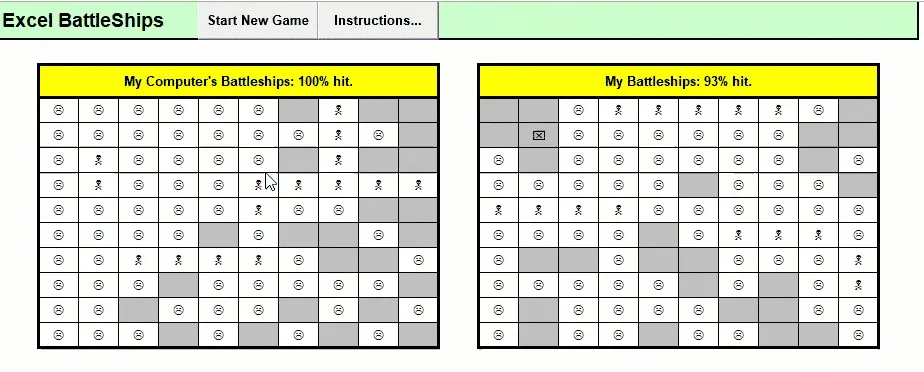 Batalha naval Excel