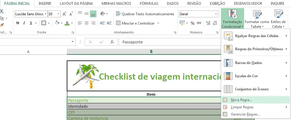 CheckList viagem internacional 2