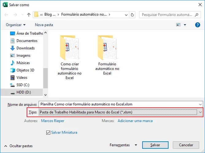 Como criar formulário automático no Excel 11