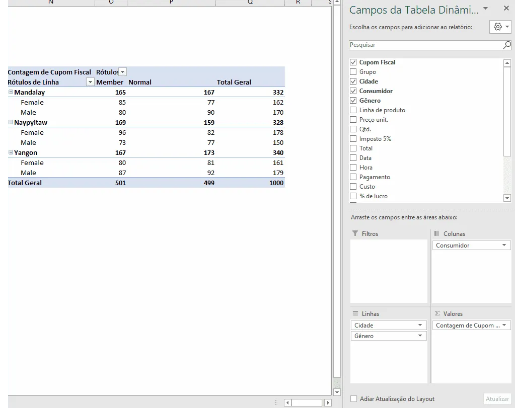 Como criar uma tabela dinâmica no Excel 4