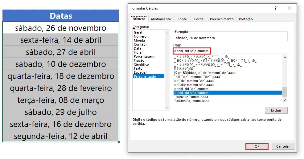 Como Exibir Datas no Excel por Extenso 15