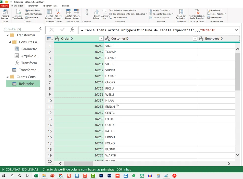 relatório texto excel 15