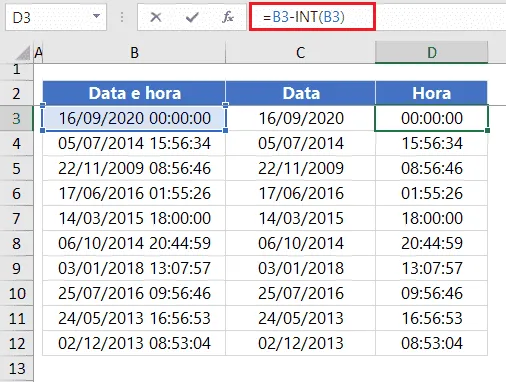 converter data com INT no Excel
