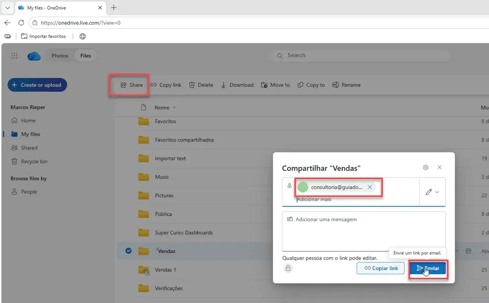 conectar onedrive no power query excel 5