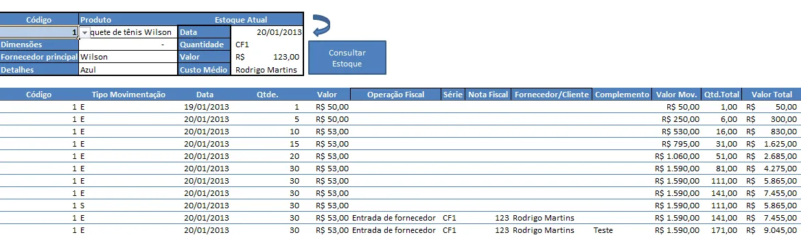 Consulta a produto planilha de controle de estoque excel grátis