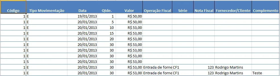 Registro de inventário - planilha de controle de estoque excel grátis