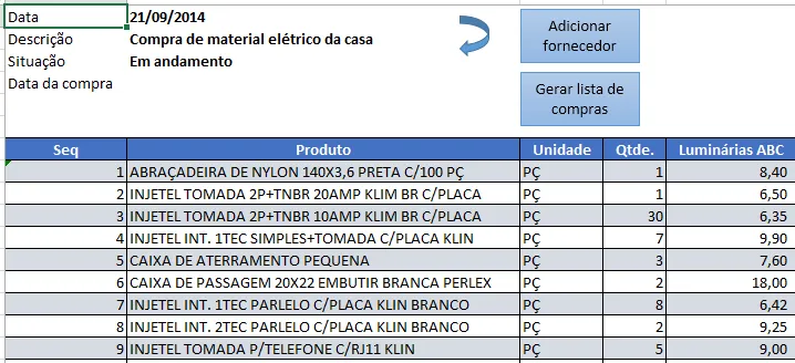 Cotação de preços profissional Excel 4