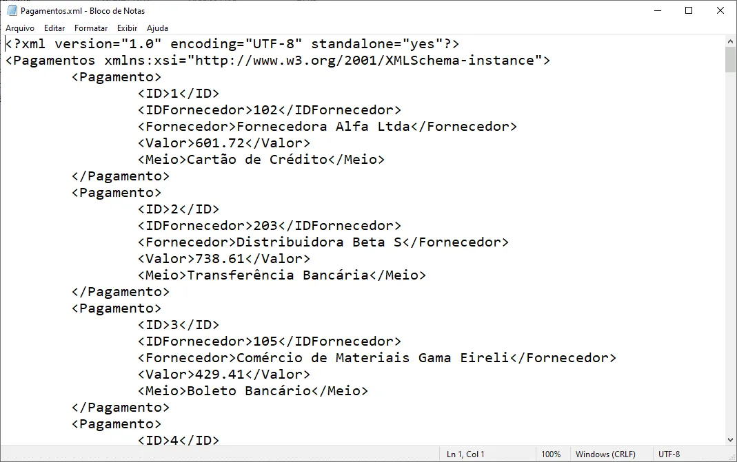 criar arquivo xml excel 8