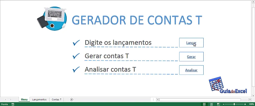 Criar razonetes contas T automaticamente no Excel