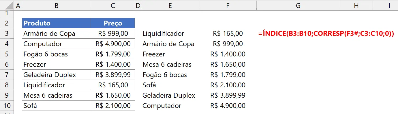 mínimo menor excel 8