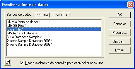 Escolher fonte de dados