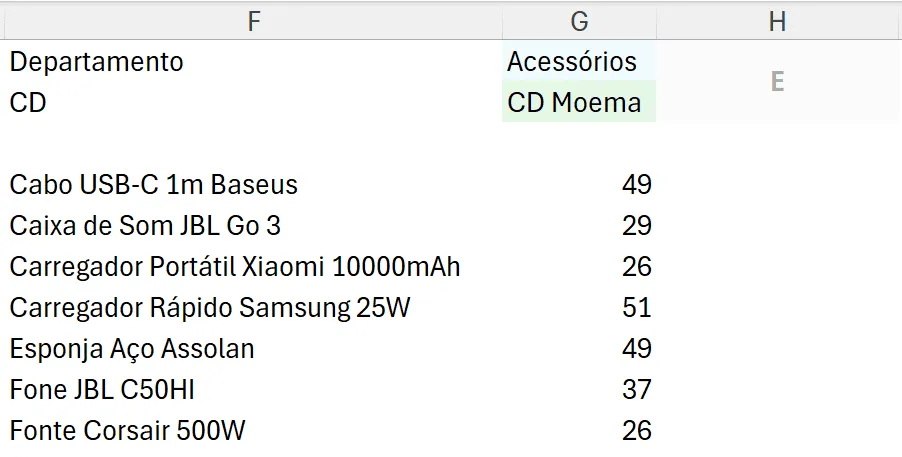 Filro com linhas e colunas no Excel 2