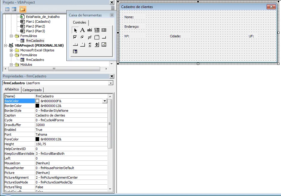 Formulário de cadastro VBA Excel automático 4
