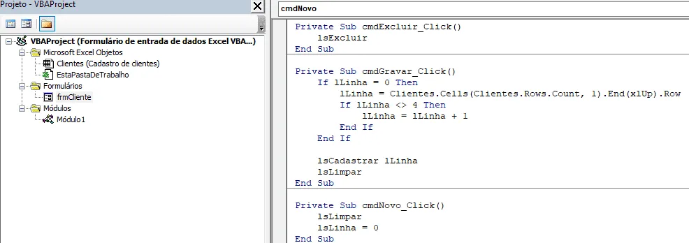 Formulário VBA Excel Grátis 1