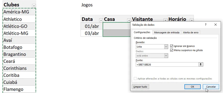 lista de dados excel 1
