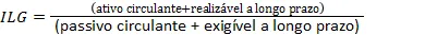Índices de liquidez em Excel Índice de liquidez geral