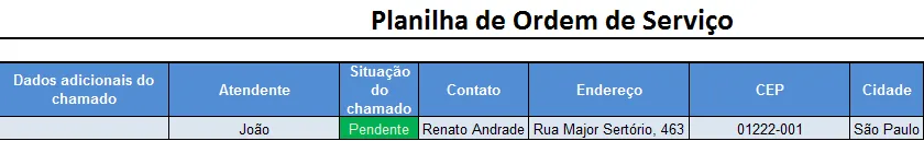 Ordem de serviço Excel