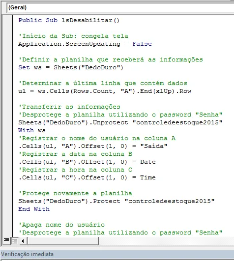 Planilha de controle de estoque Excel 3.0-Código VBA detalhado