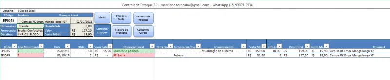 Planilha de controle de estoque Excel 3.0-Consulta de estoque 2