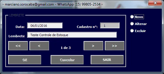 Planilha de controle de estoque Excel 3.0-Lembrete planilha de controle de estoque Excel