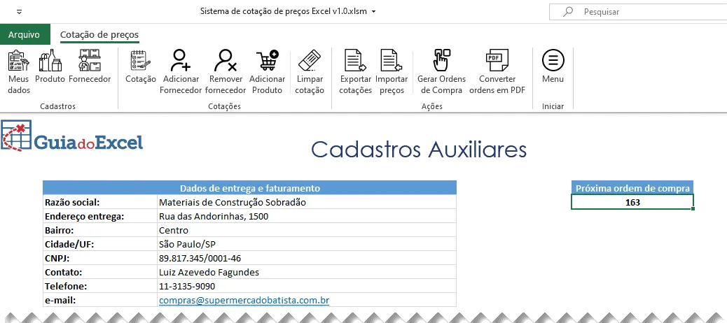 Planilha de cotação de preços Excel Automática faturamento