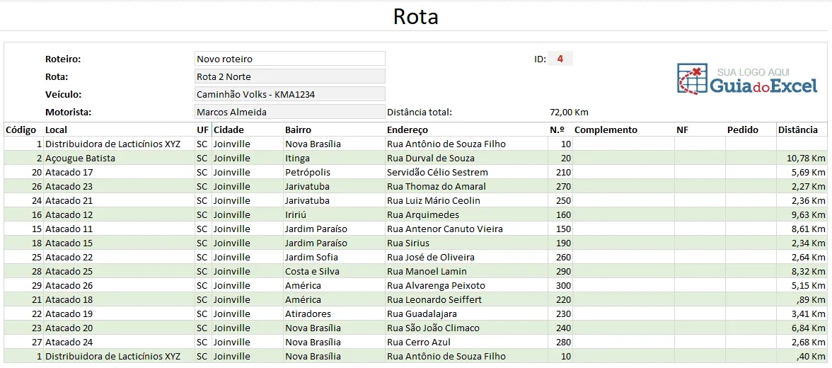 Planilha de Roteirização Automática Otimizada 5