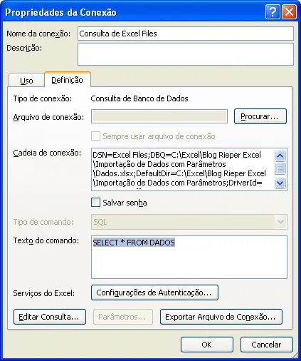 Propriedades da Conexão