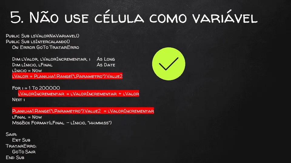 Como aumentar a velocidade do VBA Excel