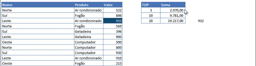 Somar TOP - Somar Maior Excel