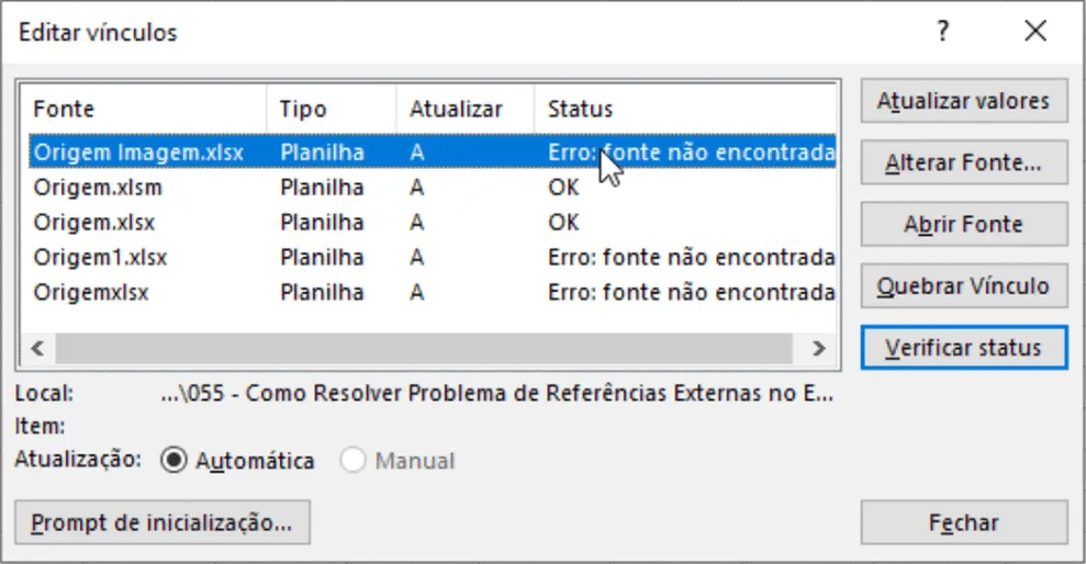 vínculos quebrados excel 2